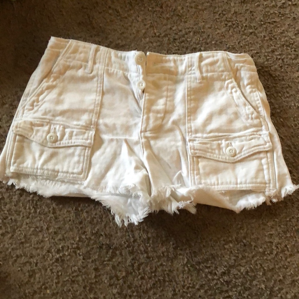 White jean shorts.